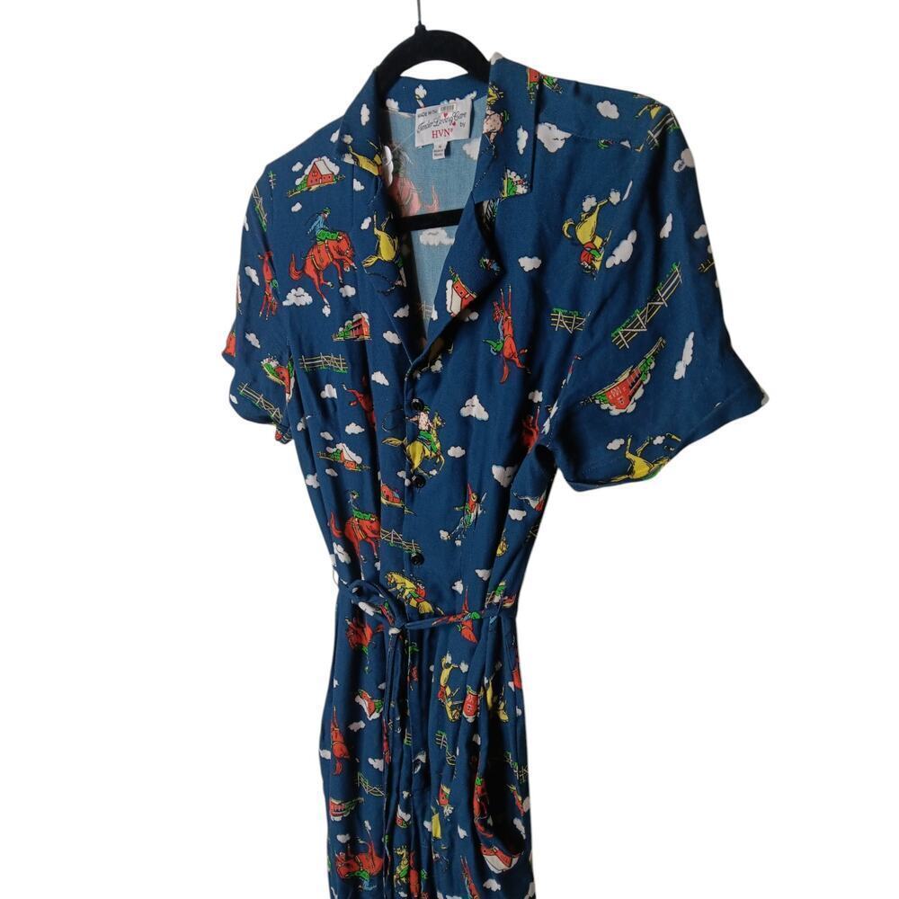 HVN Printed Crepe Rodeo Gia Jumpsuit SZ 6 - Picture 5 of 14